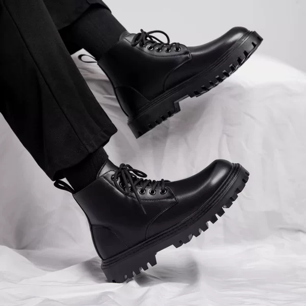 Chelsea Boots New Men's Leather Boots Autumn New British Style Martin Boots Men's Boots Leather Surface Solid Color Black
