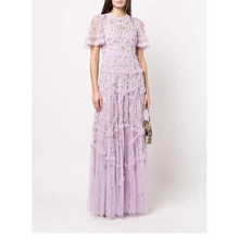 2022设计师欧美风跨境速卖通女装复古优雅礼服长裙重工刺绣连衣裙