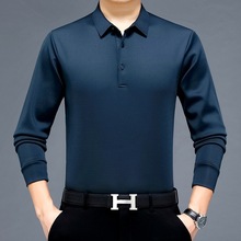 专柜高级感中年爸爸POLO衫男式秋冬新款时尚简约上衣加绒保暖男装