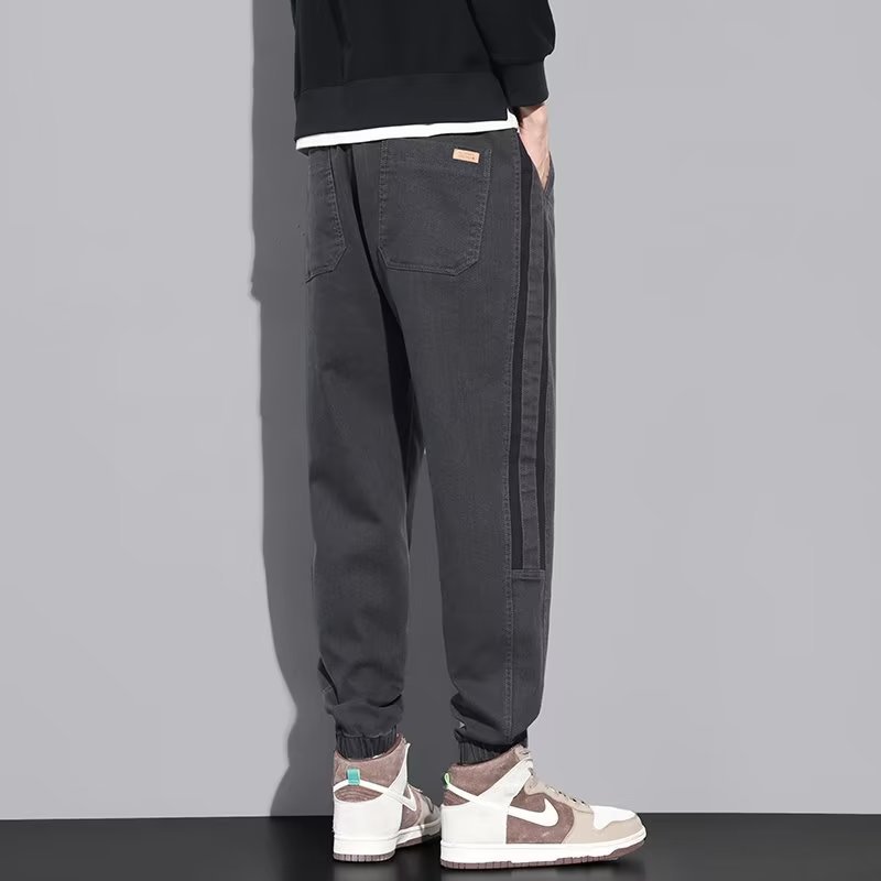 Pantalones casuales, marca de moda de otoño e invierno para hombres, pantalones bonitos, pantalones largos de Harlan de mezclilla de nuevo estilo, marea de gran tamaño para hombres