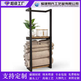 亚马逊跨境酒店新款简约毛巾架浴室毛巾收纳架浴巾置物架铁木艺壁