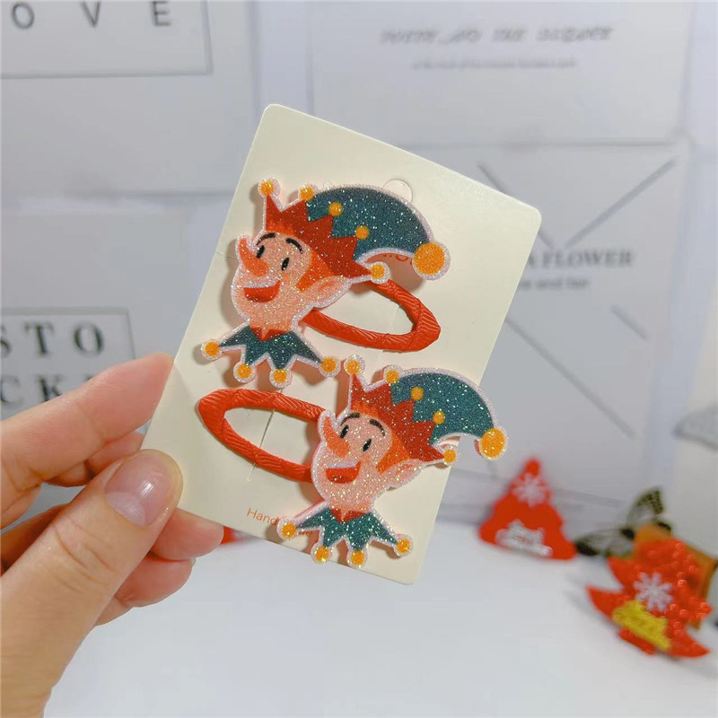 22g Weight Hair Clip Hair Accessories Type 1 Pair Quantity Street Occasion Christmas Festival Cartoon Pattern Girl'S Gender Classic Style Style Christmas Classic Style Girl'S Cartoon Hair Clip 8
