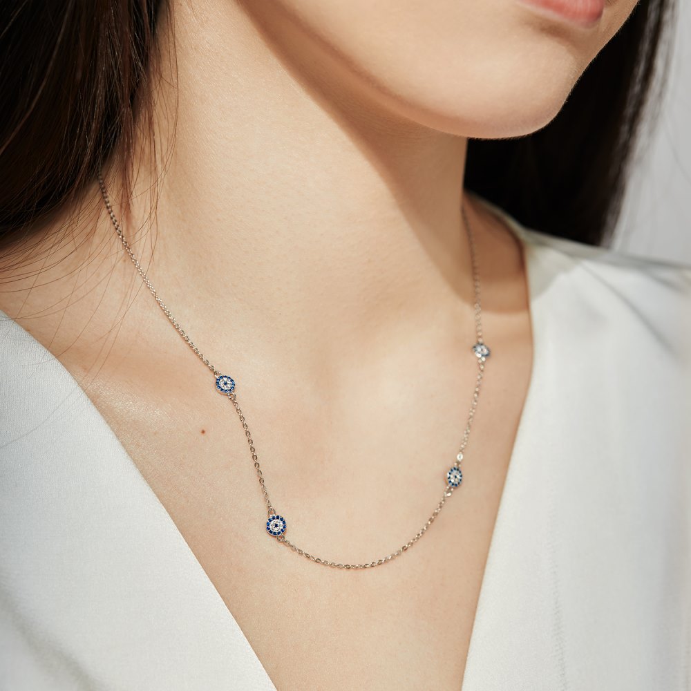 Geometric Pattern 1 Piece 925 Sterling Silver Geometric Zircon Necklace
