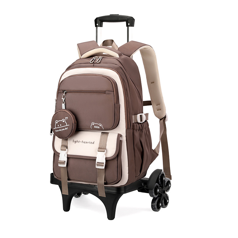 Mochila de tracción de pescado natural para estudiantes de secundaria de nicho multicapa de gran capacidad, mochila de tracción de hombro