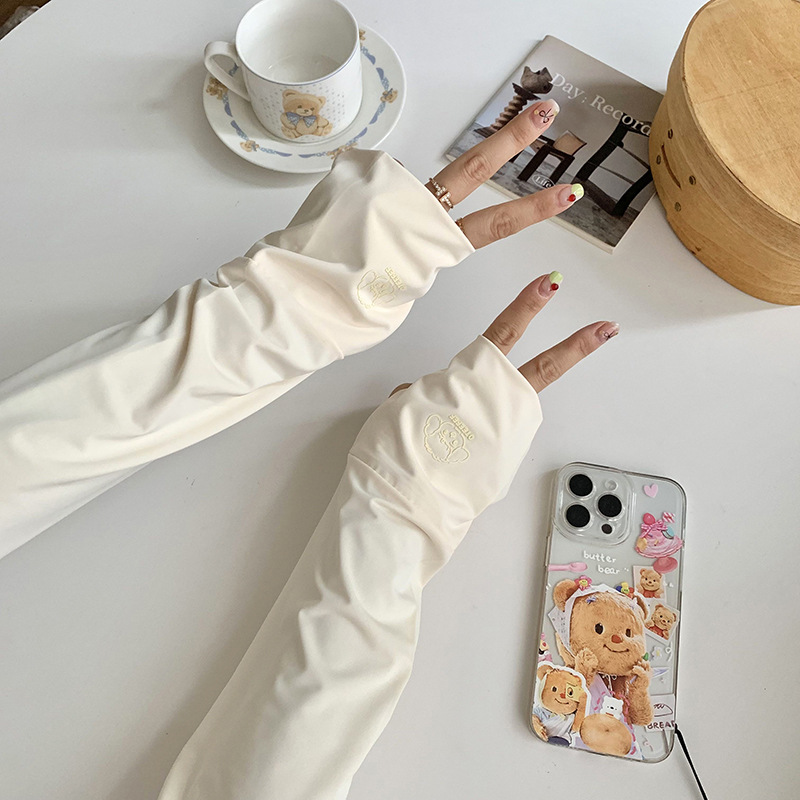 Mangas de protección solar de seda de hielo para mujer, verano al aire libre, brazos, mangas de hielo, guantes, una pieza, mangas de hielo de nailon, mangas de protección solar, al por mayor