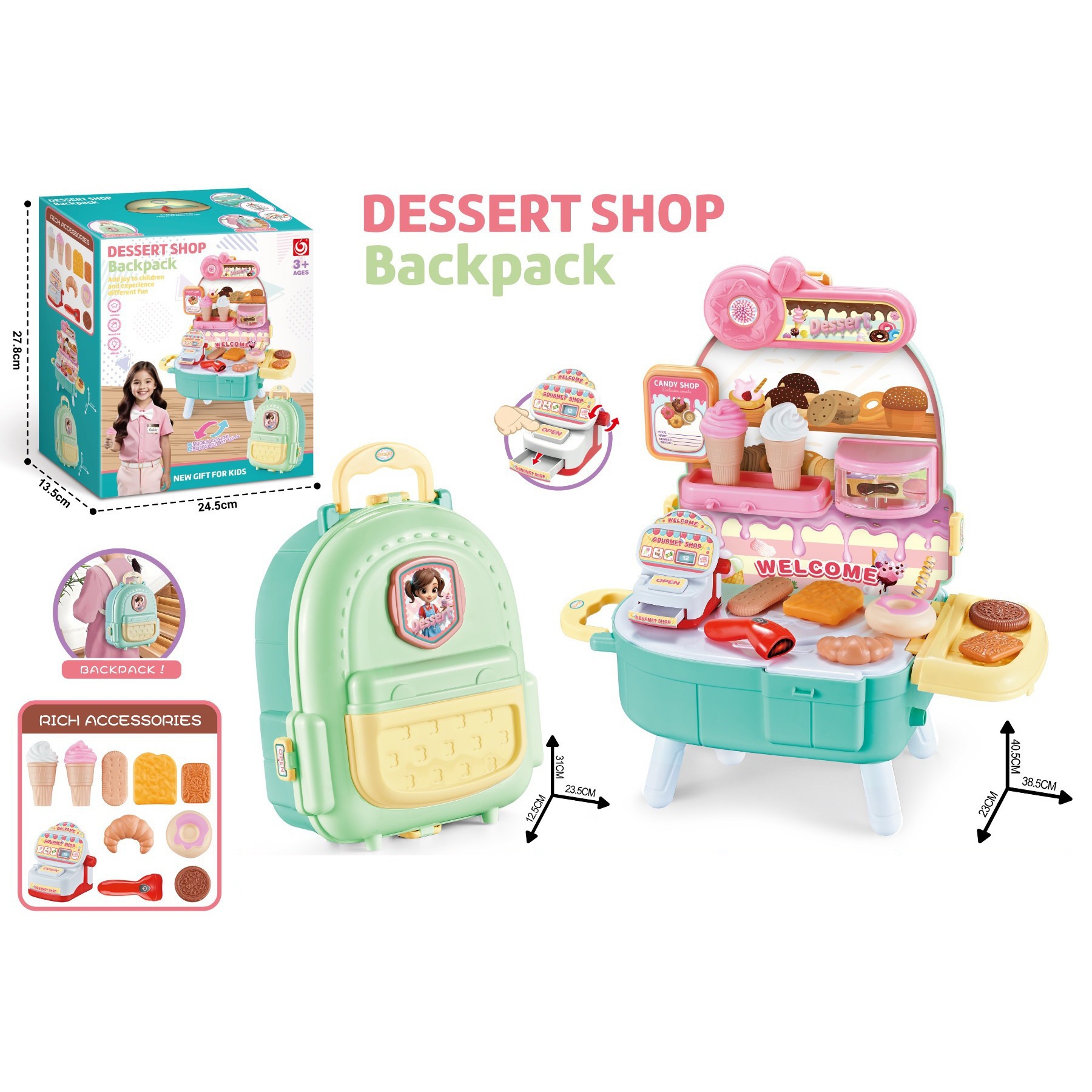 Juegos de cubiertos de cocina para niños transfronterizos herramientas de reparación de pasteles helados mascotas caseros médicos bolsas escolares juguetes