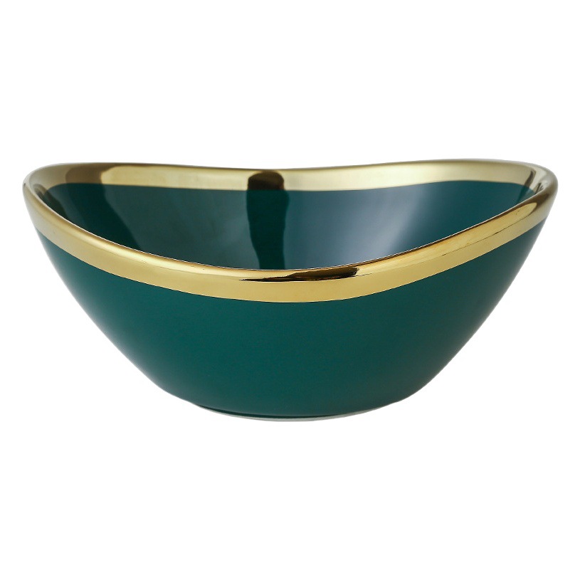 Nordic Luz de lujo creativo cerámica ensaladera plato de fruta plato de merienda fruta seca lingote Tazón casa combinación traje