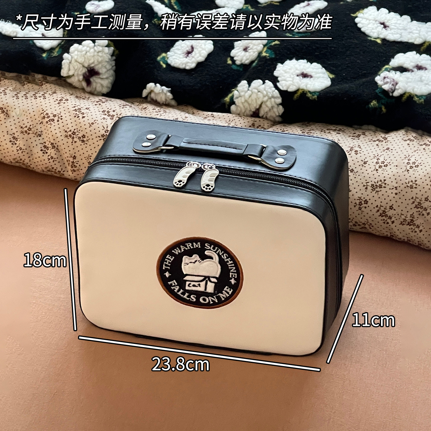 Alta nueva caja de maquillaje de cuero mujer portátil de gran capacidad con espejo bolsa de almacenamiento de viaje bolsa de almacenamiento impermeable bolsa de lavado