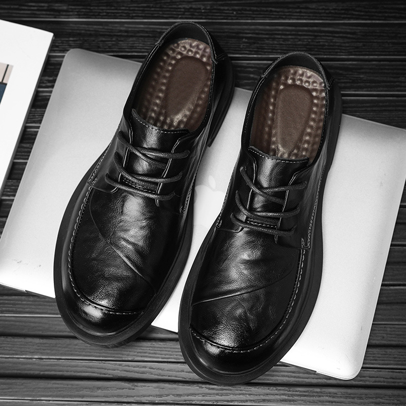 Zapatos de cuero para hombres jóvenes, tendencia coreana, zapatos casuales de negocios de suela blanda británica, zapatos formales de traje de cuero de alta gama