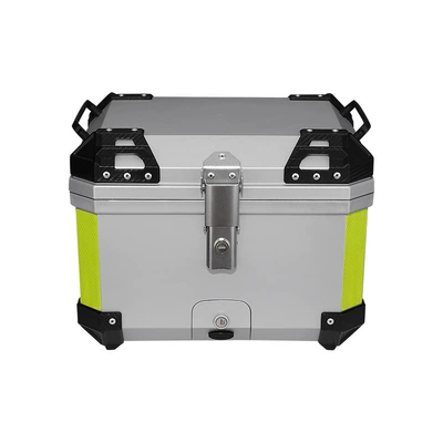 Electric car tail box – Motorcycle Tail Box Abs - 45l-silver-yellow-reflective-strips-one-click-quick-release-tail-box-45l-black-red-and-white-striped-one-click-quick-release-trunk