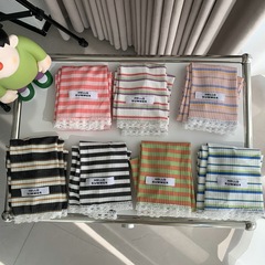 條紋蕾絲冰袖女夏天防曬袖套薄款防紫外線遮陽寬鬆騎行開車護手臂