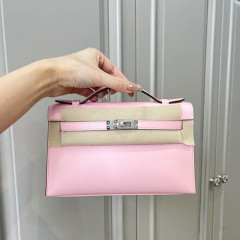 2024新款一代凱莉包時尚單肩斜跨手提swifte手掌紋牛皮鎖扣小方包