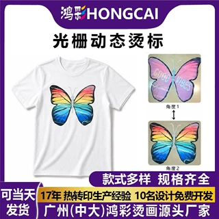鸿彩跨境个性3 D变幻立体烫画蝴蝶图案无边胶diy彩印服装烫画贴