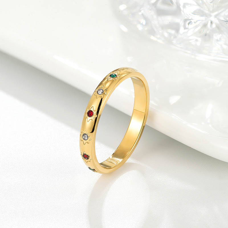 5, 9 Ring Size 1 Piece Quantity 1 Piece Simple Style Star Titanium Steel Inlay Zircon Rings