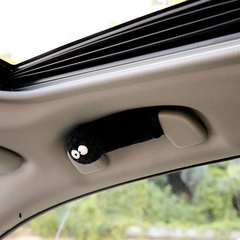 Nuevos productos lindos guantes de tirada de bola de carbón negro guantes de automóviles universales frenos manija de puerta interior cubierta de protección decoración de automóviles