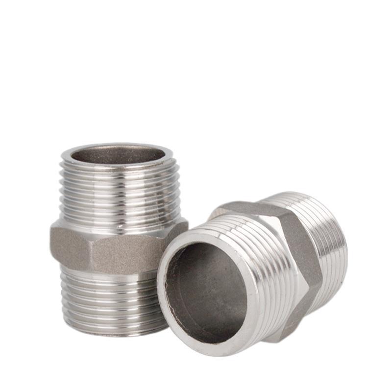 304不锈钢双外丝接头 直接水管对丝螺纹外牙双头丝配件4分6分1寸