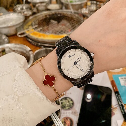 Timminy's new Korean version of ceramic strap women's watch trendy fashion women's watch feminine flower dial