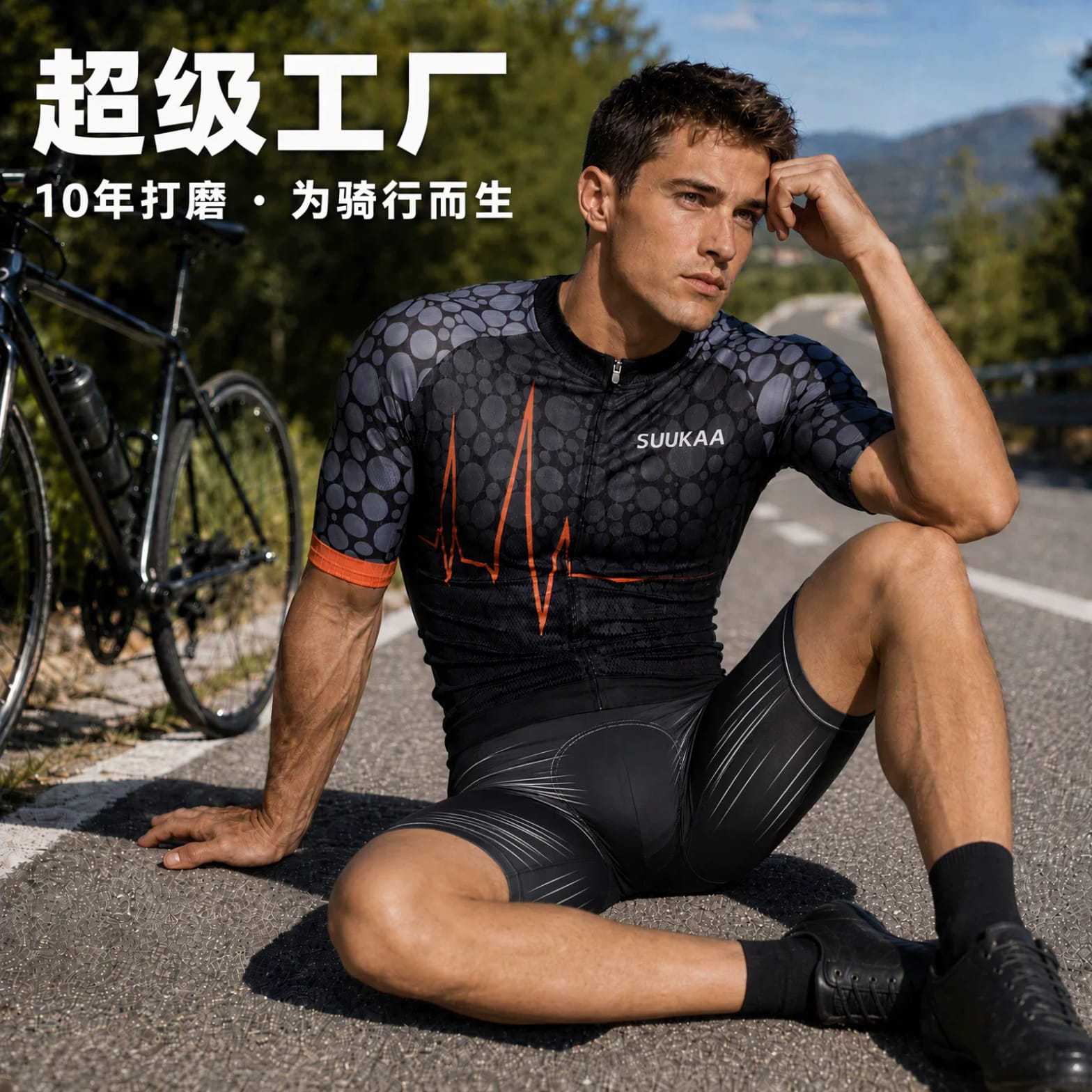 Short-Sleeved Cycling Jersey Top, Moisture-Wicking, Quick-Drying, Breathable, Cross-Border Best-Selling Item, Breathable