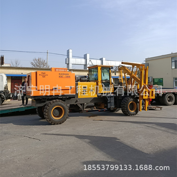 道路防护钻孔机 装载机护栏打拔钻一体机 全液压防护栏钻孔打桩机