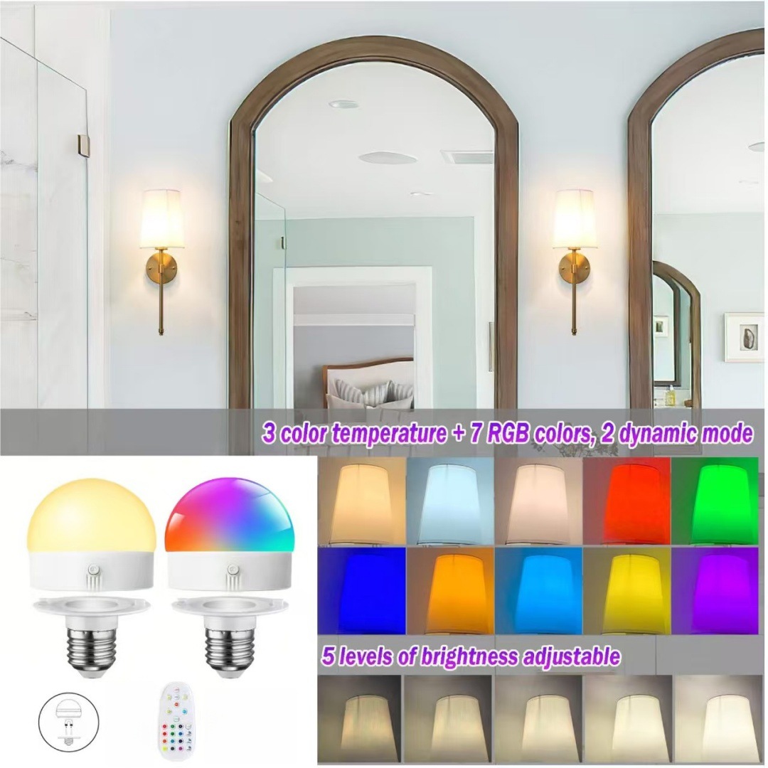 Lámpara de Pared Recargable RGB de Hierro y Tela Regulable con Control Remoto para Dormitorio y Pasillo image 4