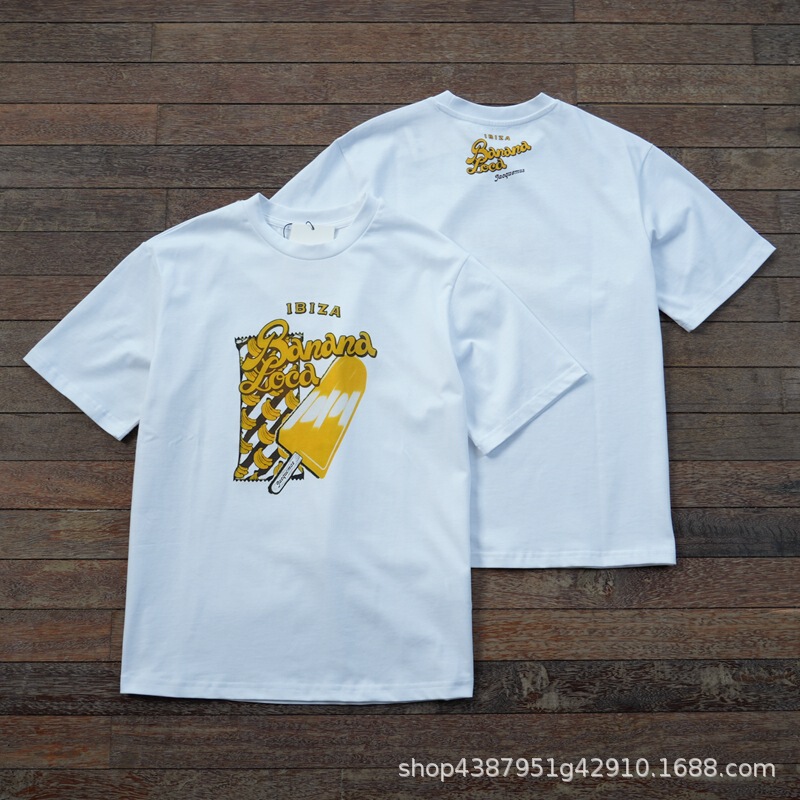 Trendy Clothing Wholesale Jac Southern French Trendy Vacation Style Ibiza Island Popsicle Print Short-Sleeve T-Shirt Unisex Original Label