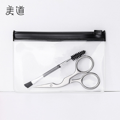 不锈钢彩钛鹤剪眉刷套装 尖嘴修眉剪刀 美妆工具鼻毛剪美容小剪刀