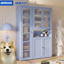 钢制家用书柜客厅书房防尘书架手办柜鞋柜玻璃门收纳柜整墙展示柜