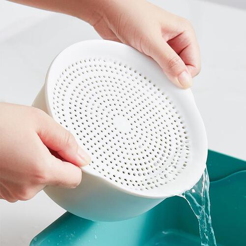Kitchen double-layer drain basket with lid food-grade fruit and vegetable drain basket household large vegetable washing basket rice basket storage basket
