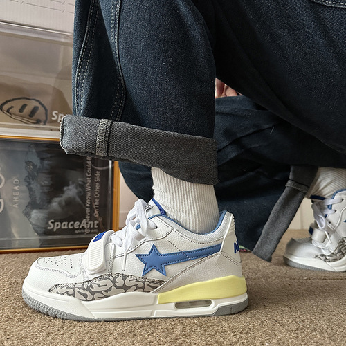 High-looking ins style wear-resistant  new student thin sports shoes high street strappy campus style star sneakers