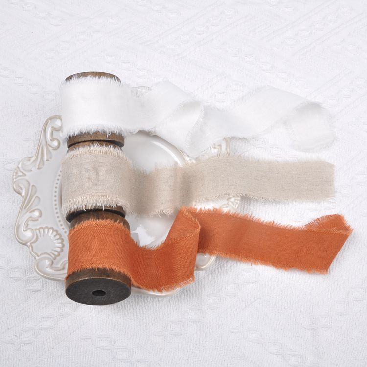 Algodón y lino deshilachado borde deshilachado con bricolaje boda tarjeta de felicitación ramo decorativo borde deshilachado borla cinta 4cm rollo tira de tela hecha a mano
