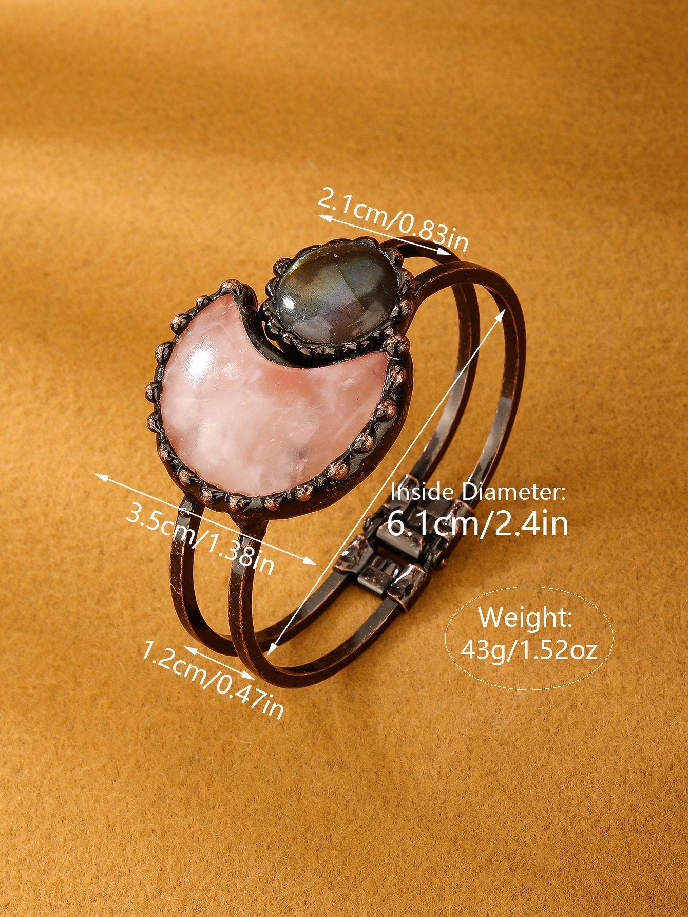 48g Weight Copper Pendant Material Natural Stone, Crystal Inlay Material Bangle Classification Copper Chain Material 1 Piece Quantity Daily Occasion Copper Material Round, Moon Pattern All Seasons Season Women's Gender Handmade, Inlay Design Retro Style Wholesale Jewelry Retro Round Moon Copper Natural Stone Crystal Handmade Inlay Bangle 1