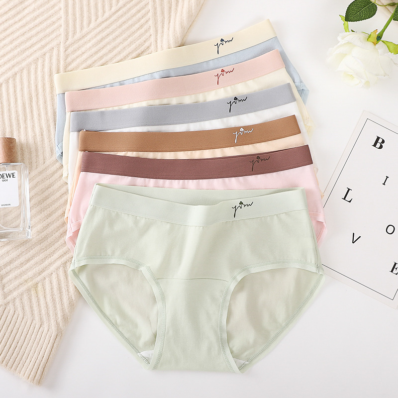 Japanese Style Sweet Simple Pure Cotton Underwear Women's Mid-waist Breathable Lengthened Anti-bacterial Crotch Underwear for Girls