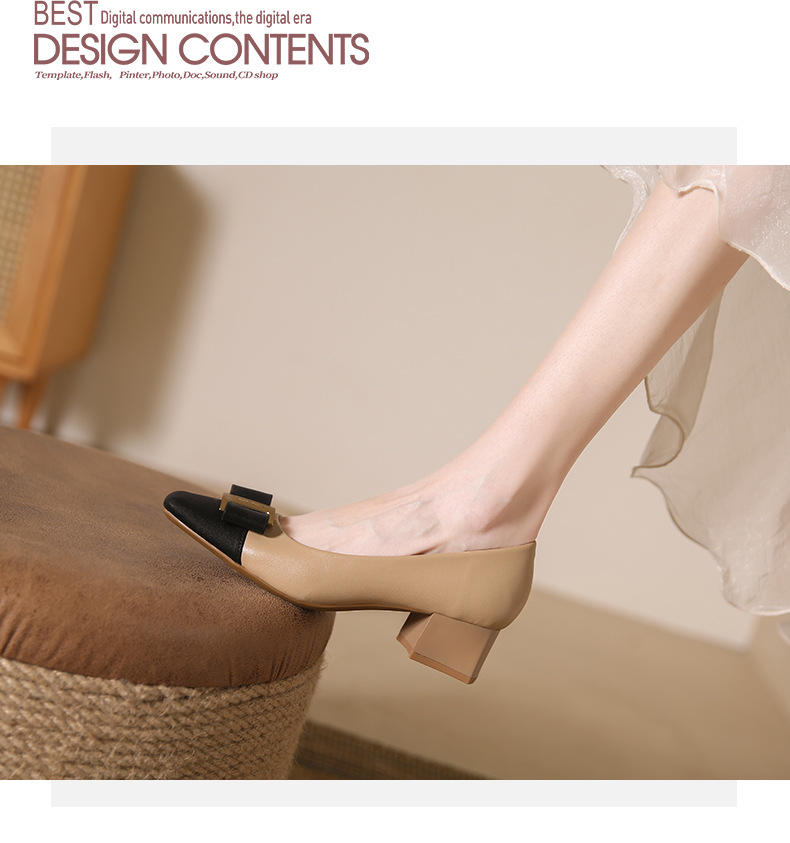 Genuine Leather High Heels With Square Toe For Women Summer Style_voghion.com