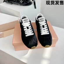 2024早春新款德训鞋女真皮复古平底纯色德训阿甘鞋系带休闲运动鞋