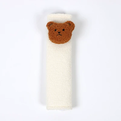 Seat belt shoulder pad Lamb Velvet Car Anti-Leber Safety - lamb-fleece-white-shoulder-pad-solid-brown-bear-head