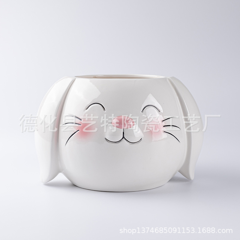 Hand-painted ceramic rabbit flower VAT a variety of Easter cartoon animal shape flower pot export gift crafts