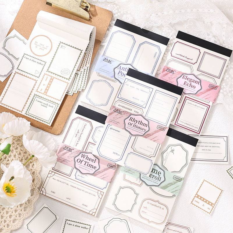 Registro blanco sin adhesivo de papel de notas retro marcador de notas marcador de sellos material de decoración de contabilidad