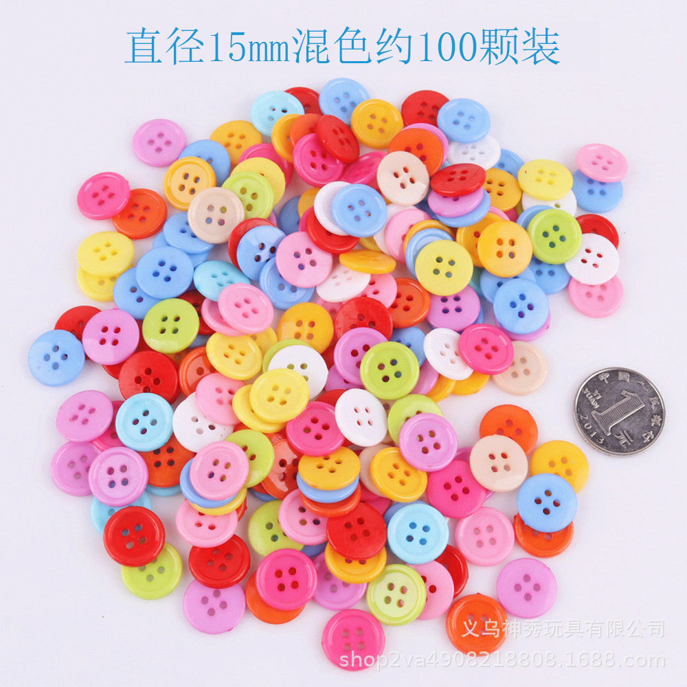 1 botón de color pintura hecha a mano material de bricolaje Paquete de color caramelo ropa redonda para niños botón material de Arte de jardín de infantes