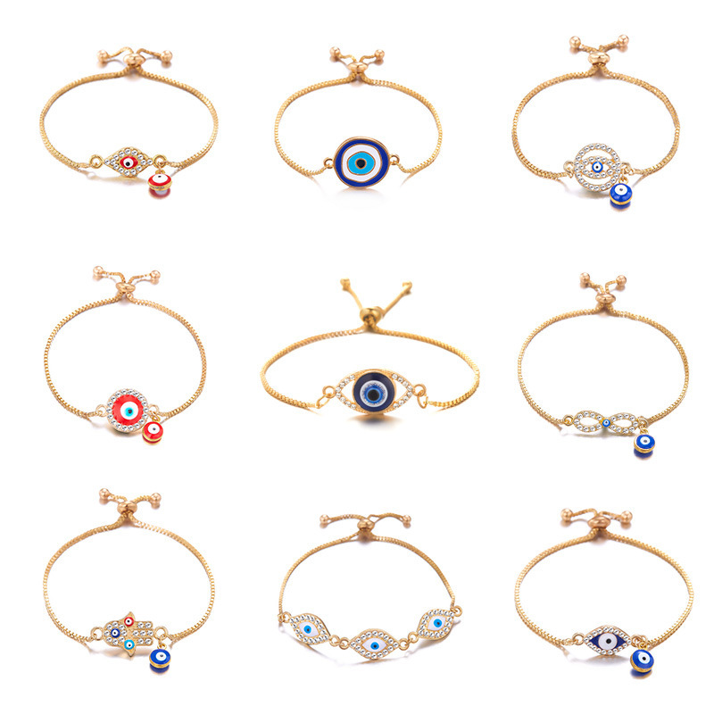 Cross-border Special for New Turkish Evil Blue Eye Bracelet Hollow Eye Devil's Eye Diamond Drawdown Bracelet
