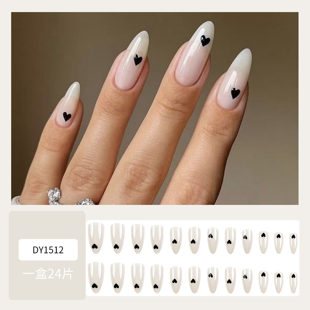 Ventas transfronterizas en caliente desnudas blancas de amor, uñas claras blanqueadoras de almendras 24 piezas de uñas falsas desmontables image 7