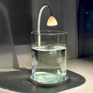 Jellyfish Tank, Small Betta Fish Tank, Lazy Living Room, Ultra-White Glass Tank, Creative Office Desktop Home Tank