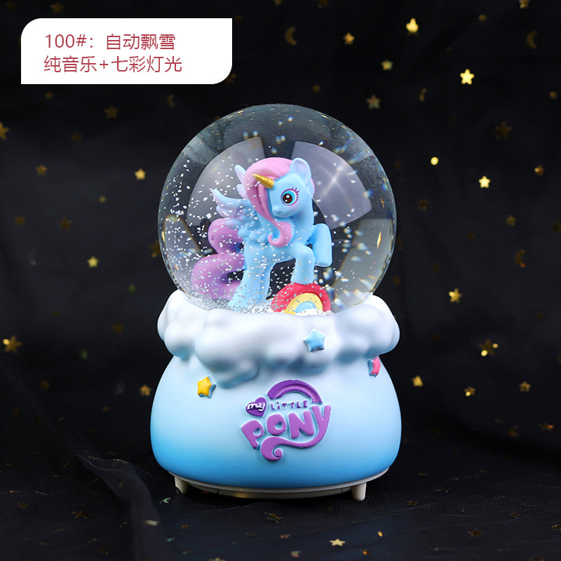 Pequeño libro rojo estilo caliente perro de orejas grandes bola de cristal caja de música nieve brillante niña dormitorio decoración de escritorio regalo