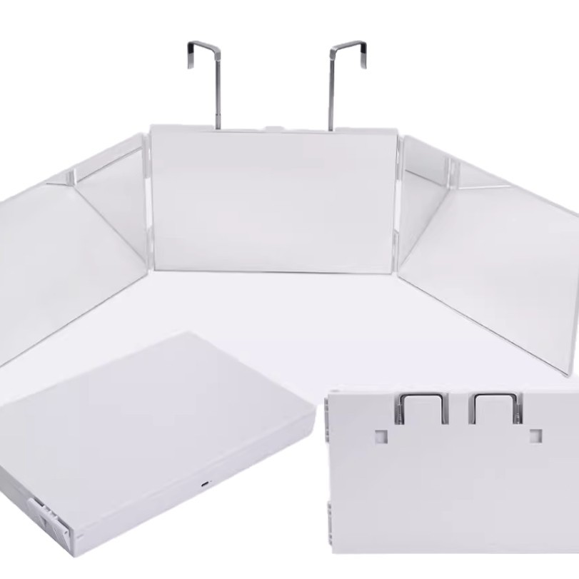 Espejo de tres lados para ver la parte posterior de la cabeza al aire libre cabello de maquillaje auto-tinción de cabello de corte de pelo espejo retrovisor soporte artefacto lámpara plegable