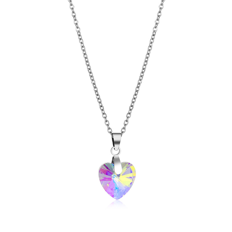 Fashion Crystal Heart-shape Titanium Steel Necklace Wholesale display picture 1