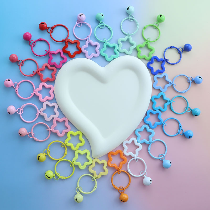 40 color color acrylic keychain five-pointed star plastic plum blossom key ring pendant dopamine earphone set plum bell