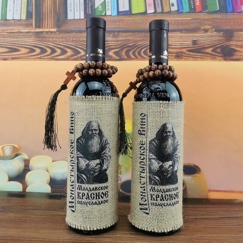 进口红酒摩尔多瓦麻袋片佛珠红酒俄罗斯原瓶原装半甜葡萄酒 750ml