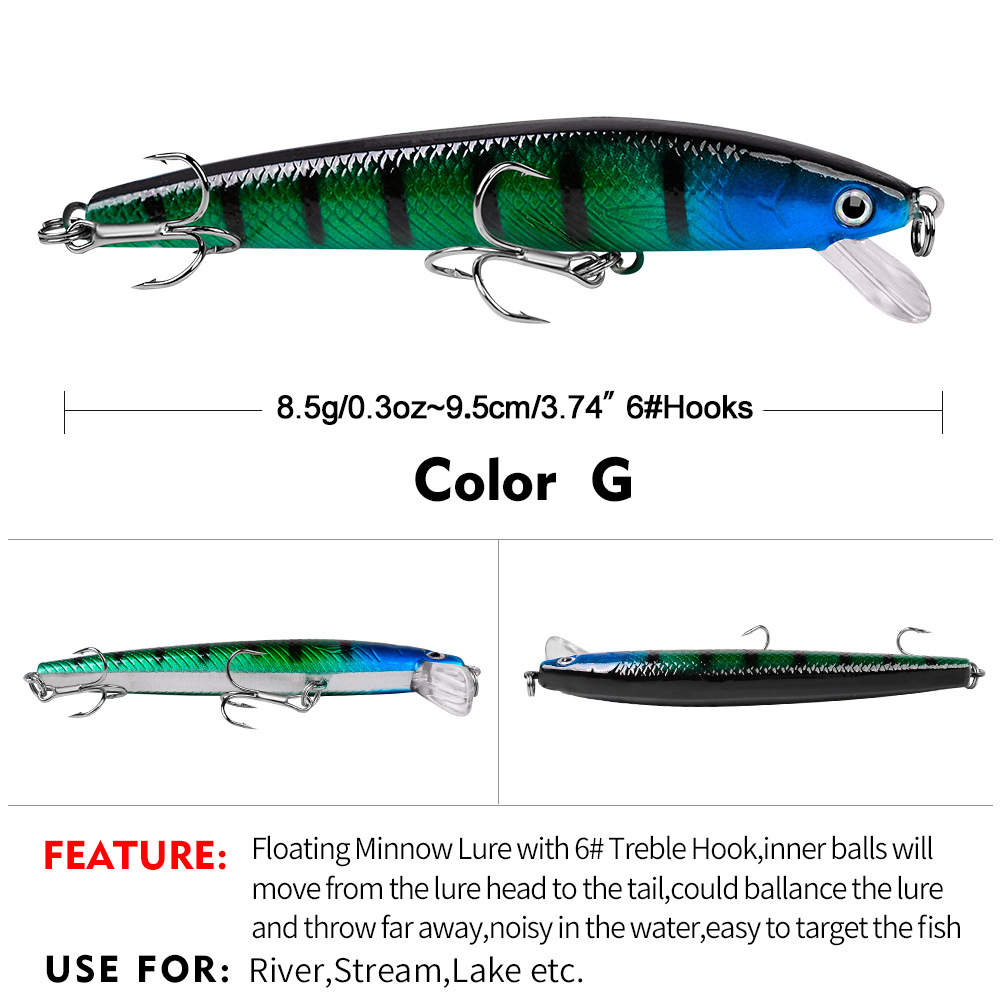 Floating Minnow Lures 95mm 8.5g Shiver Minnow Fishing Lure Hard Plastic Swiming Baits Fishing Tackle