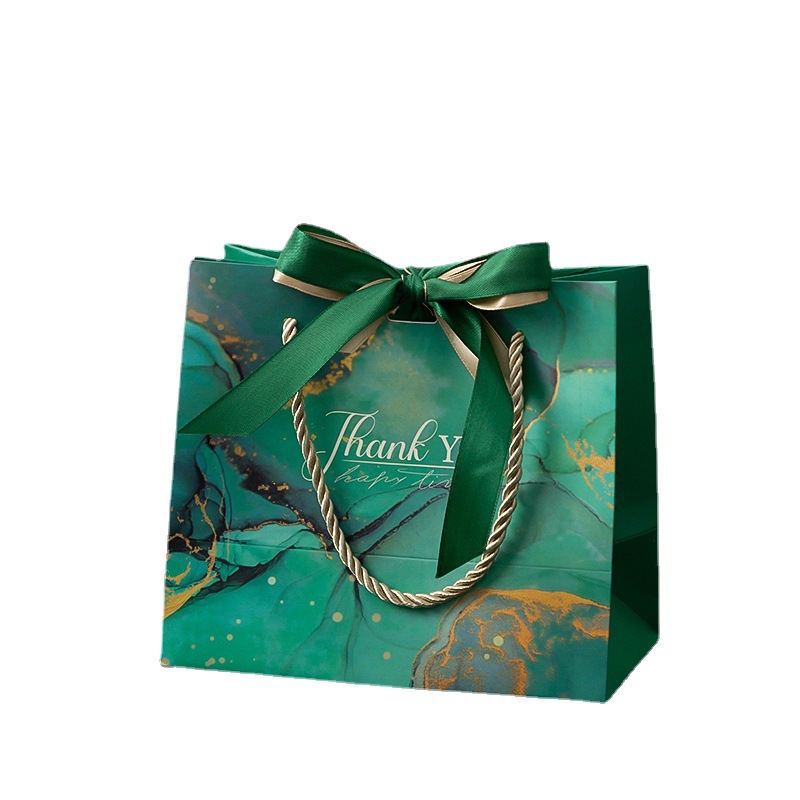 Bolso verde marbling tienda de ropa bolsa de regalo de lujo ligero Mori bolsa de regalo bolsa de papel de regalo de mano al por mayor