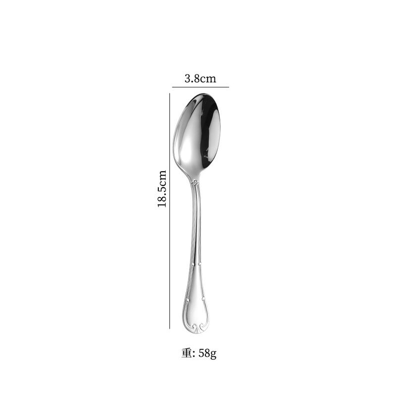 工場直送の304ステンレス食器、高級ステーキナイフとフォーク、ホテルの軽い高級感、レトロな彫刻が施された金縁のスプーン|undefined