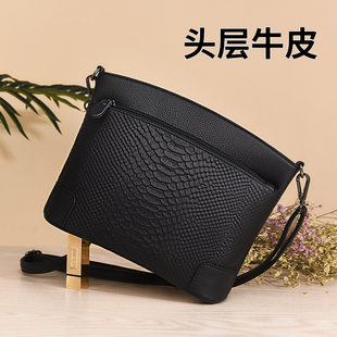 Fashionable leather one-shoulder bag, genuine leather, city style, cowhide